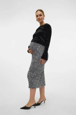 Mamalicious Saia de lantejoulas para maternity cinzento Online