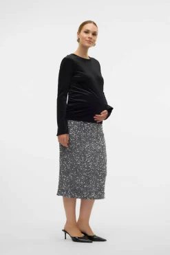 Mamalicious Saia de lantejoulas para maternity cinzento Online