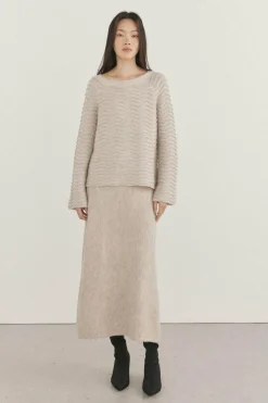 Pedro del Hierro Saia de malha com lantejoulas Cizento Outlet