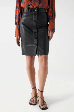 Salsa Jeans Saia efeito pele Preto Best