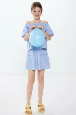 Springfield Kids Saia flores brancas menina azul Fashion
