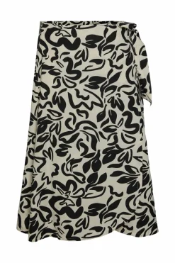 Pieces Saia midi com estampado floral. preto New