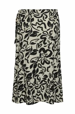 Pieces Saia midi com estampado floral. preto New