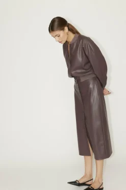 Vero Moda Saia midi efeito pele Castanho Outlet