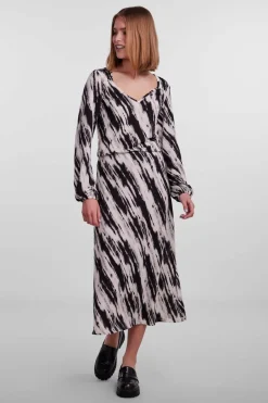 Pieces Saia midi estampada branco Clearance