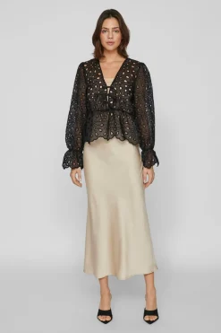 Vila Satin midi skirt Clearance