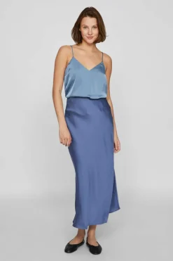 Vila Satin midi skirt Clearance