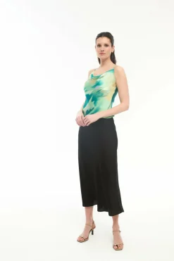 Vila Satin midi skirt Clearance