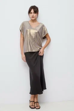 Vila Satin midi skirt Clearance
