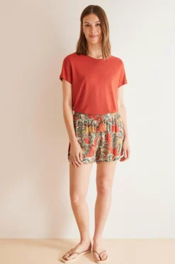 Women'secret Shorts viscoso impresso tropical Snoopy estampado Discount
