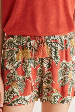 Women'secret Shorts viscoso impresso tropical Snoopy estampado Discount
