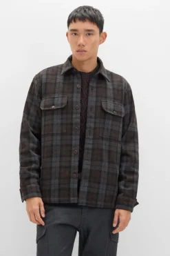 Cortefiel Sobrecamisa acolchoada xadrez Cinzento Online