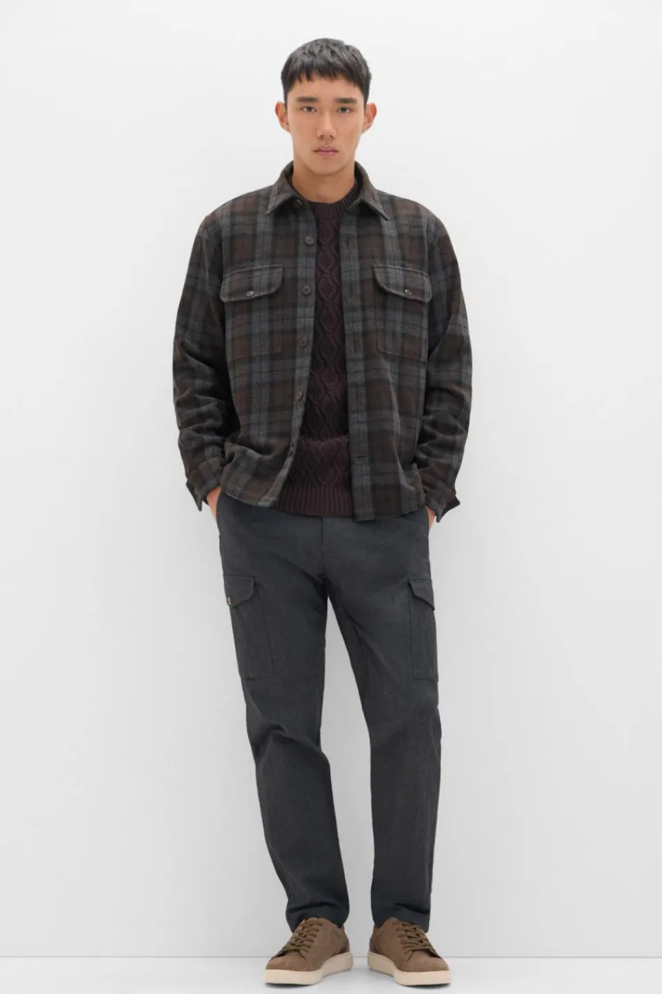 Cortefiel Sobrecamisa acolchoada xadrez Cinzento Online