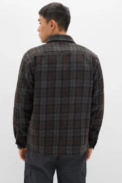 Cortefiel Sobrecamisa acolchoada xadrez Cinzento Online