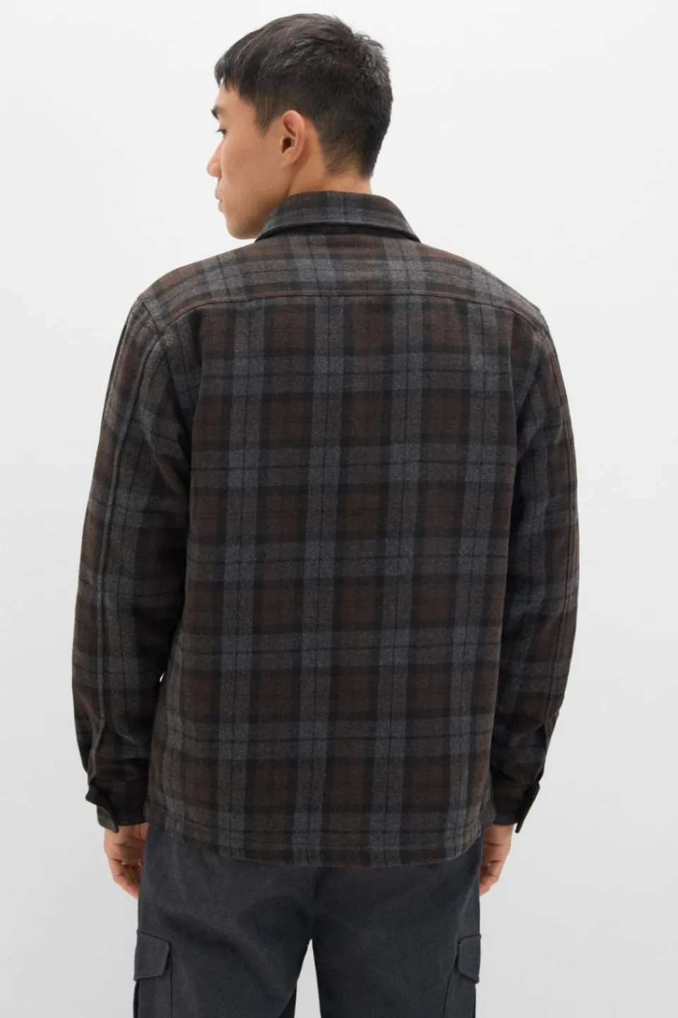 Cortefiel Sobrecamisa acolchoada xadrez Cinzento Online