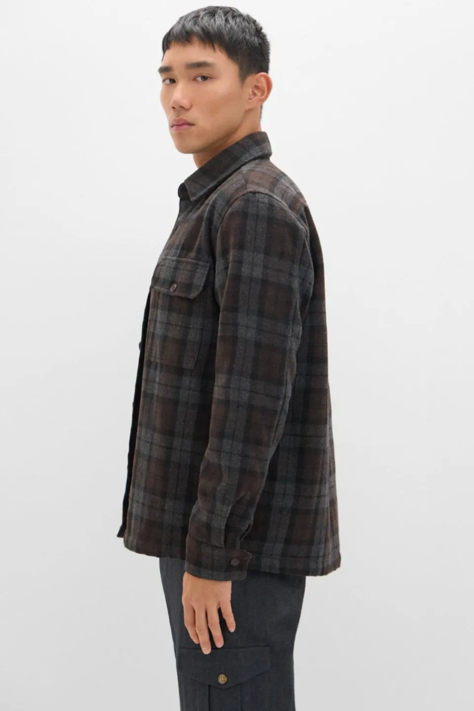 Cortefiel Sobrecamisa acolchoada xadrez Cinzento Online
