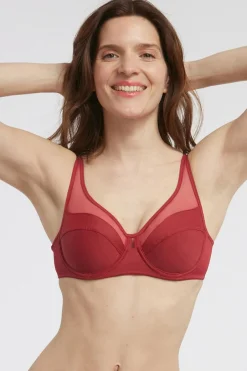 DIM Soutien com aro de grande capacidade Generous com tule vermelho Fashion