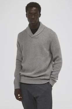 Pedro del Hierro Suéter de lã espiga com gola aberta Online