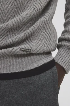 Pedro del Hierro Suéter de lã espiga com gola aberta Online