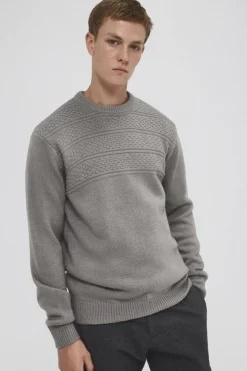 Pedro del Hierro Suéter de lã fantasia com gola redonda Fashion