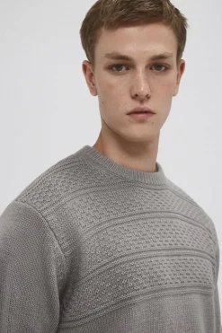 Pedro del Hierro Suéter de lã fantasia com gola redonda Fashion