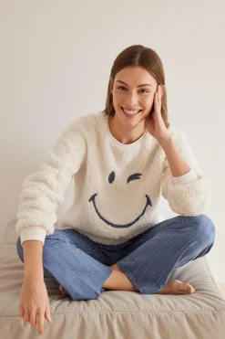 Women'secret Sweatshirt borrego branco SmileyWorld ® bege Sale