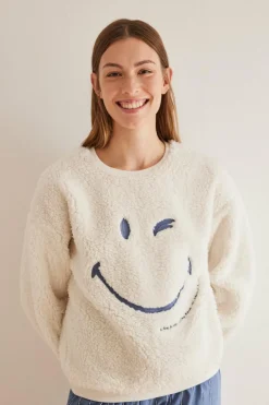 Women'secret Sweatshirt borrego branco SmileyWorld ® bege Sale