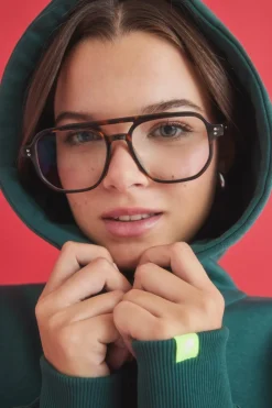 HI&BYE Sweatshirt capuz felpa logo verde Discount