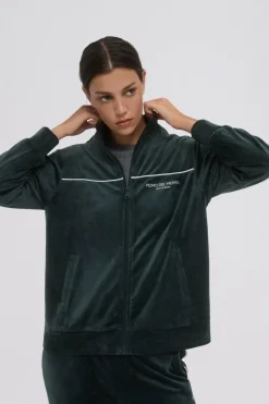 Pedro del Hierro Sweatshirt em tecido veludo com fecho-éclair Verde Hot