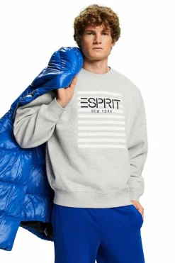 Esprit Sweatshirt fechada logo materiais sustentáveis Cinzento Discount