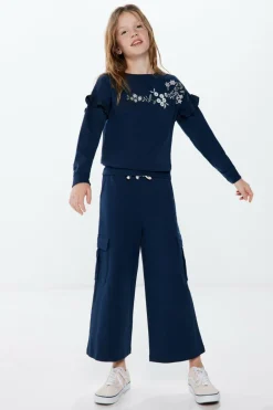 Springfield Kids Sweatshirt folho flores menina azul Discount
