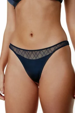 Black Limba Tanga de microfibra e renda Marion Baltic Blue azul Fashion