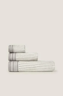 Textura Toalha de algodão turco em velour às riscas cinzento Sale
