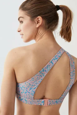 Dash and Stars Top biquíni assimétrico estampado Quick Dry rosa Fashion