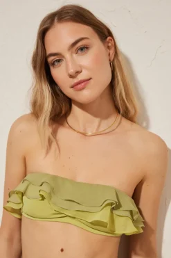 Women'secret Top biquíni bandeau volantes s verde Clearance