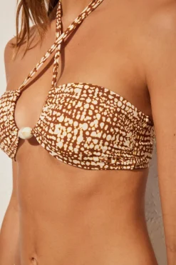 Women'secret Top biquíni decote regulável impresso cru Clearance
