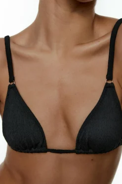 Black Limba Top biquíni triangular de tecido jacquard Lottie Black preto New