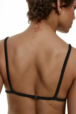 Black Limba Top biquíni triangular de tecido jacquard Lottie Black preto New