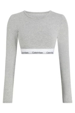 Calvin Klein Top curto feminino CK cinzento Hot