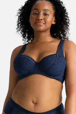 Dorina Top de biquíni leve acolchoado em crochet Kumasi azul Sale