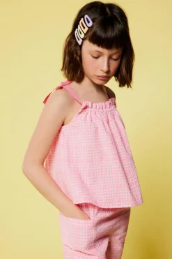 Springfield Kids Top seersucker flúor menina rosa New