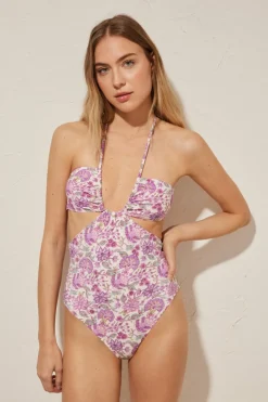 Women'secret Trikini cut out impresso floral rosa Clearance