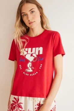 Women'secret T-shirt 100% algodão vermelha Snoopy vermelho Best