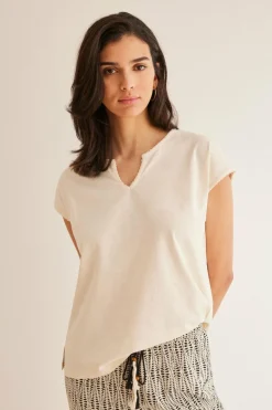 Women'secret T-shirt algodão marfim Online