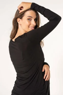 Ohma! T-shirt amamentação drapeado decote preto Outlet