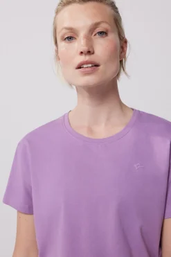 Dash and Stars T-shirt cropped manga curta roxo impressão Clearance