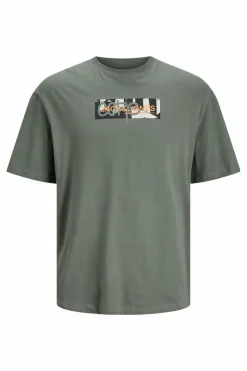 Jack & Jones PLUS T-shirt de algodão manga curta com detalhe estampado PLUS Clearance