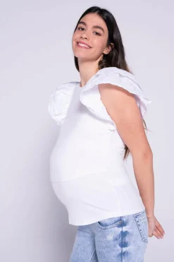 Ohma! T-shirt de manga curta para amamentação branco Clearance