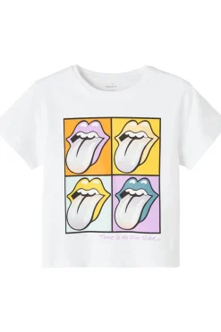 Name it T-shirt de menina de manga curta dos ROLLING STONES branco Discount
