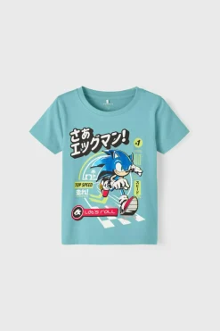 Name it T-shirt de menino de manga curta do Sonic azul Hot